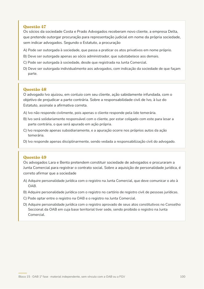 Página de questões